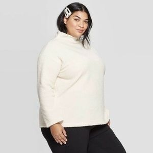 NWT- AVA & VIV Cream Sherpa mock neck sweater